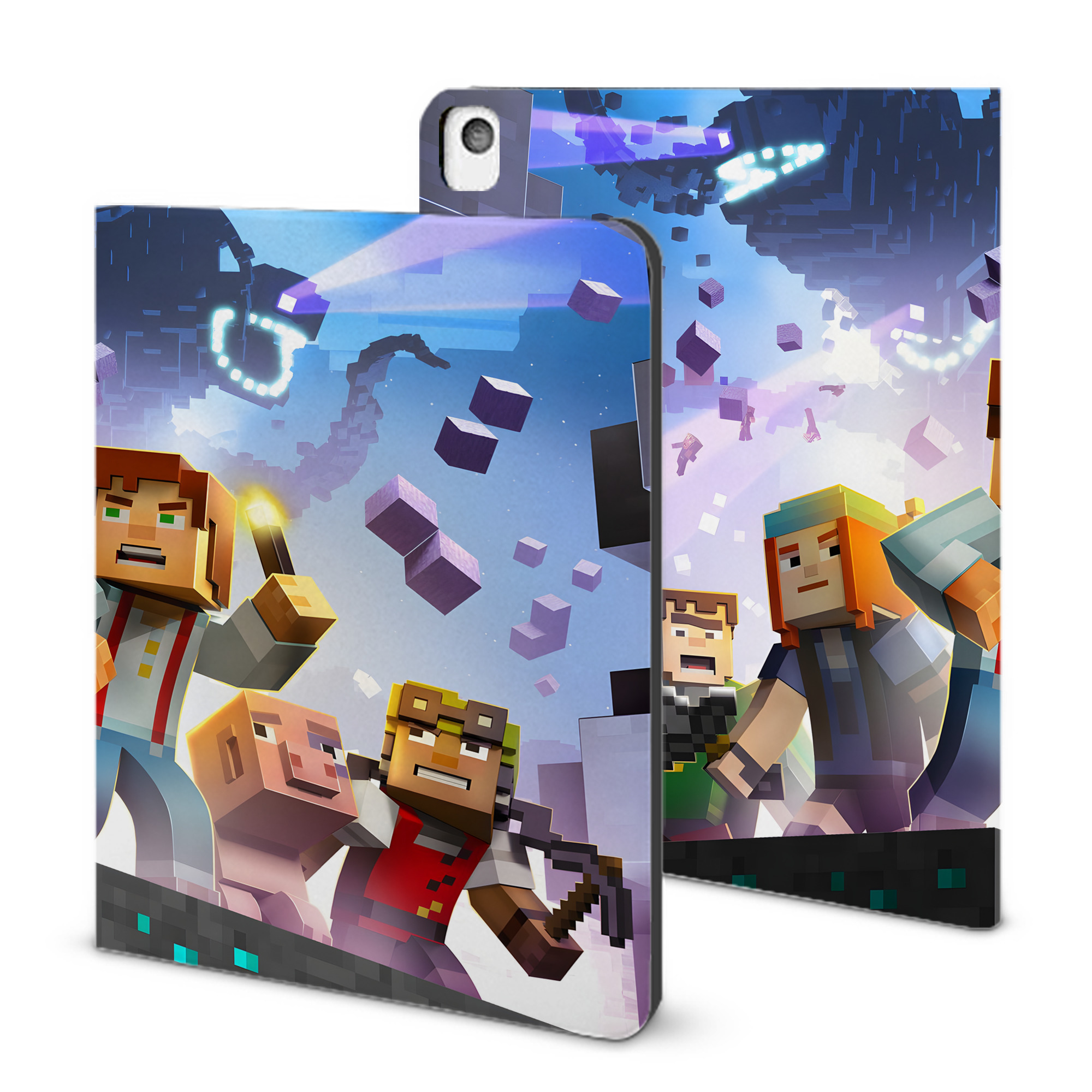 （画像用） マインクラフト ブロックの世界 Minecraft MC Block world IPadケース ペンホルダー付き ブックスタイルデザイン